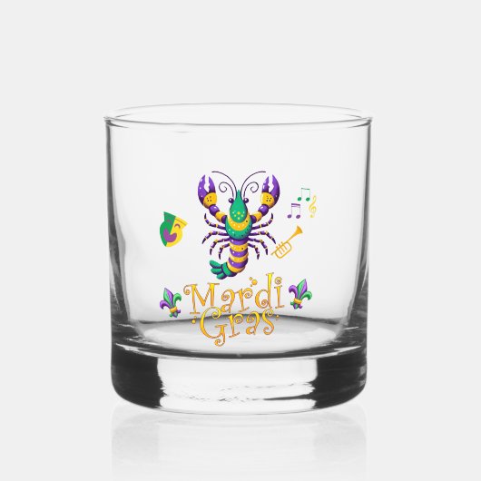 Rivierkreeft Fleur de lis Mardi Gras Whisky Glas (Achterkant)