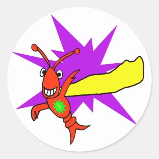 Rivierkreeft (kreeft) superheld ronde sticker (Voorkant)