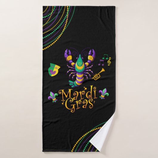 Rivierkreeft/trompet/masker/fleur de lis Mardi Gra Badhanddoek (Badhanddoek)