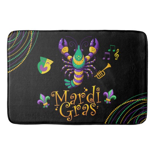 Rivierkreeft/trompet/masker/fleur de lis Mardi Gra Badmat (Voorkant)
