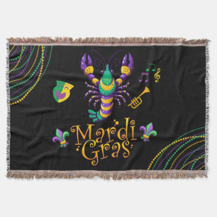 Rivierkreeft/trompet/masker/fleur de lis Mardi Gra Deken