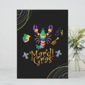Rivierkreeft/trompet/masker/fleur de lis Mardi Gra Feestdagenkaart (Staand voorkant)