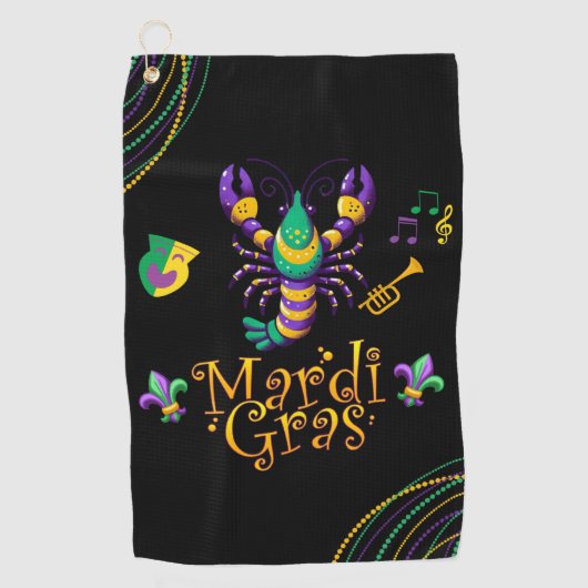 Rivierkreeft/trompet/masker/fleur de lis Mardi Gra Golfhanddoek (Voorkant)