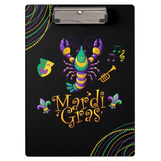 Rivierkreeft/trompet/masker/fleur de lis Mardi Gra Klembord (Voorkant)