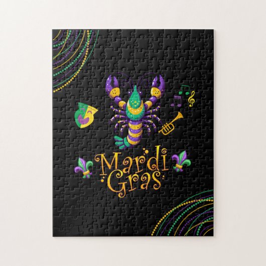 Rivierkreeft/trompet/masker/fleur de lis Mardi Gra Legpuzzel (Verticaal)