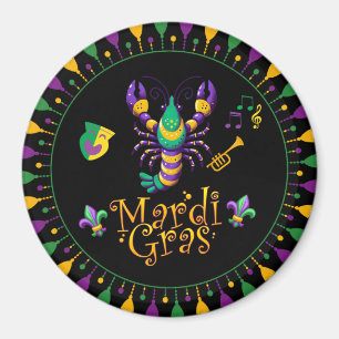 Rivierkreeft/trompet/masker/fleur de lis Mardi Gra Magneet