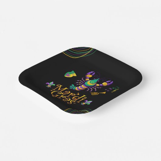 Rivierkreeft/trompet/masker/fleur de lis Mardi Gra Papieren Bordje (Gebogen)