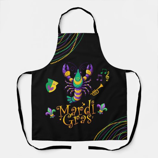 Rivierkreeft/trompet/masker/fleur de lis Mardi Gra Schort (Voorkant)