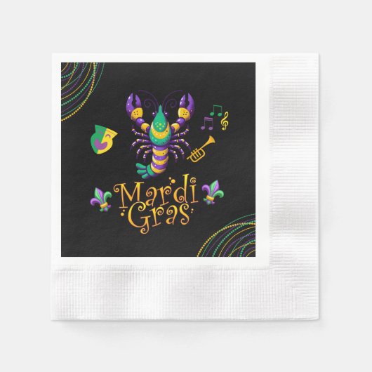 Rivierkreeft/trompet/masker/fleur de lis Mardi Gra Servet (Voorkant)