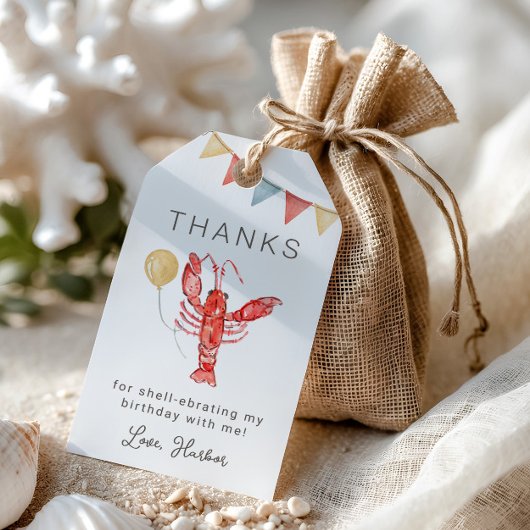 Rivierkreeft verjaardagsfeestje favor tags cadeaulabel