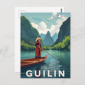 Rivierlandschap Guilin China Briefkaart (Voorkant / Achterkant)