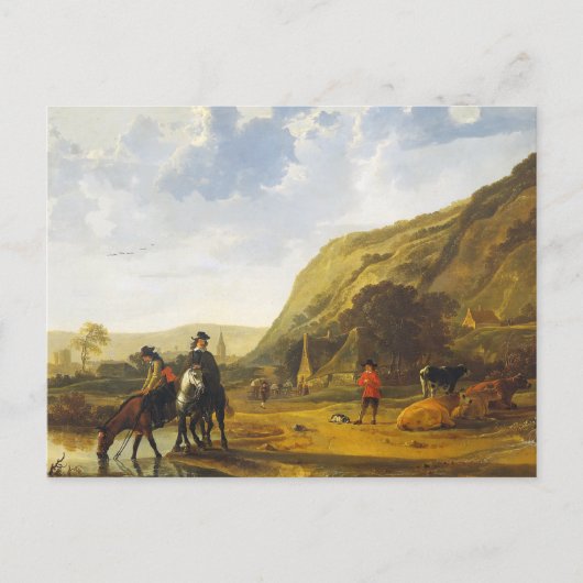 Rivierlandschap met ruiters Aelbert Cuyp Briefkaart (Voorkant)