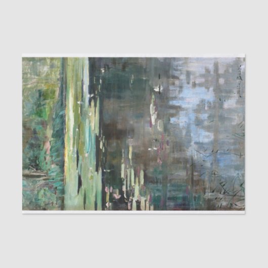 Rivierlandschap met waterlelies van Julia Beck Tissuepapier (Voorkant)