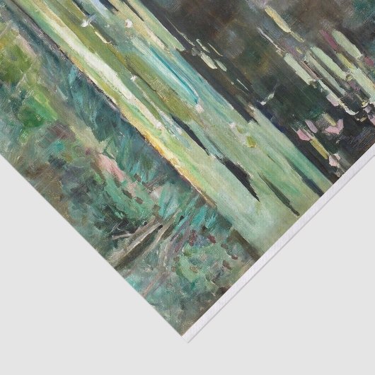 Rivierlandschap met waterlelies van Julia Beck Tissuepapier (Detail)