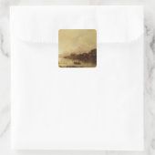 rivierlandschap vierkante sticker (Tas)