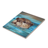 Rivierotter Schilderij Tegeltje (Zijkant)