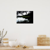 Rivierrivier met bomen en rode foto poster (Keuken)
