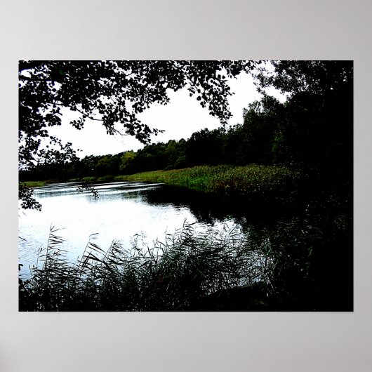 Rivierrivier met bomen en rode foto poster (Voorkant)