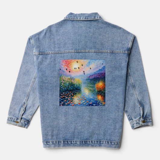 rivierscène met heteluchtballonnen denim jacket (Achterkant)