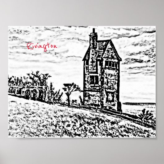 Rivington Pigeon Tower Leverhulmes Garden Horwich Poster (Voorkant)