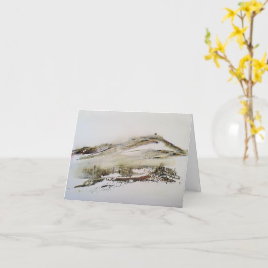 Rivington pike Horwich Aquarel Kerstkaart Kaart (Gele Bloem)