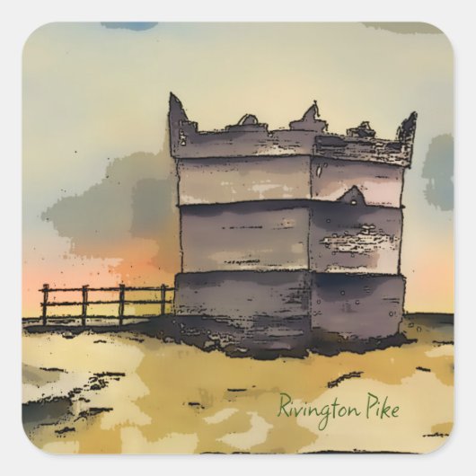 Rivington Pike Lookout Tower Vierkante Sticker (Voorkant)
