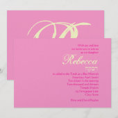 Rivka Custom Bat Mitzvah Invitation Pink Paars Kaart (Voorkant / Achterkant)