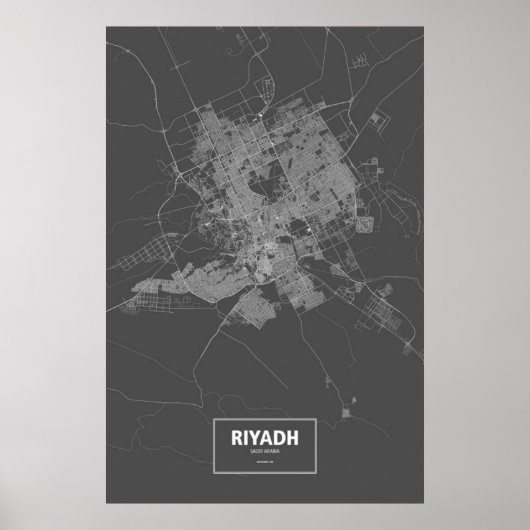 Riyad, Saoedi-Arabië (wit op zwart) Poster (Voorkant)