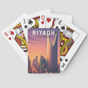 Riyadh Saoedi-Arabië Illustratie Reis Kunst Retro Pokerkaarten