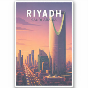 Riyadh Saoedi-Arabië Illustratie Reis Kunst Retro Sticker