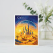 Riyadh Saoedi-Arabië Waterverf Skyline Feestdagenkaart (Staand voorkant)
