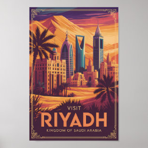 Riyadh Saoedi-Arabië Woestijn Illustratie Reis Kun Poster