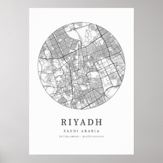 Riyadh Saudi Arabia Stadsplattegrond Poster