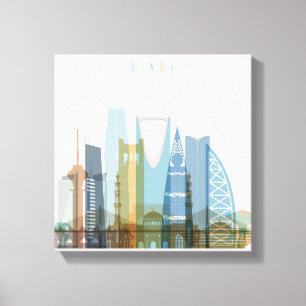 Riyadh, Saudi-Arabië   City Skyline Canvas Afdruk