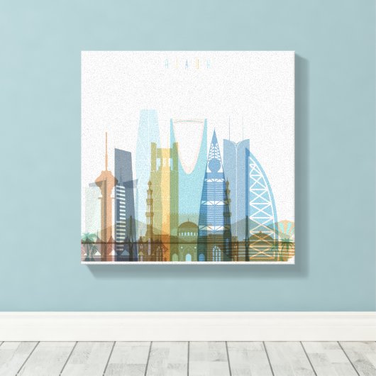 Riyadh, Saudi-Arabië | City Skyline Canvas Afdruk (Insitu (Houten vloer))