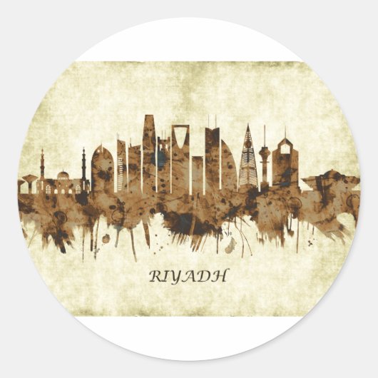 Riyadh Saudi-Arabië Cityscape Ronde Sticker (Voorkant)