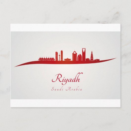 Riyadh skyline in red.jpg briefkaart (Voorkant)