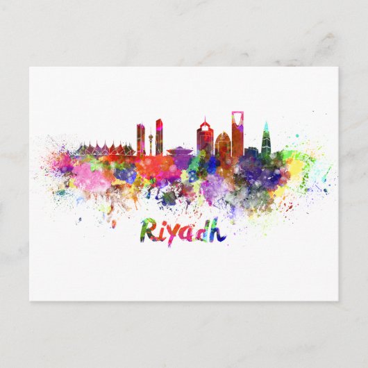 Riyadh skyline in watercolor briefkaart (Voorkant)