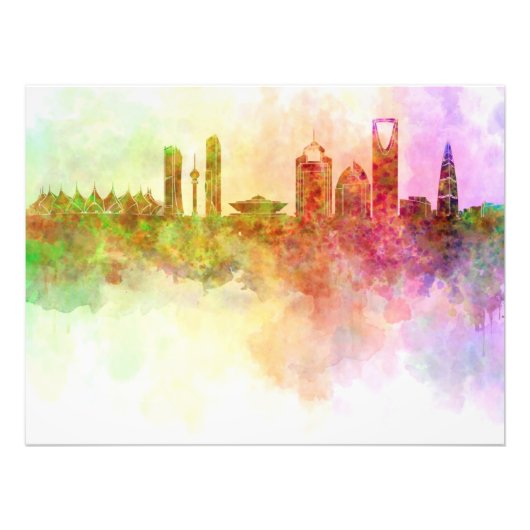 Riyadh skyline in watercolour background foto afdruk (Voorkant)