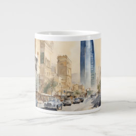 Riyadh Street Scene Jumbo Mok – Serene Watercolor