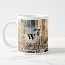 Riyadh Street Scene Jumbo Mok – Serene Watercolor