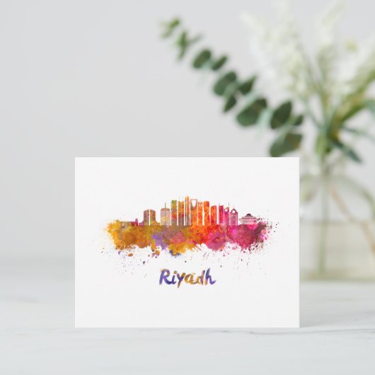 Riyadh V2 skyline in watercolor Briefkaart (Staand voorkant)