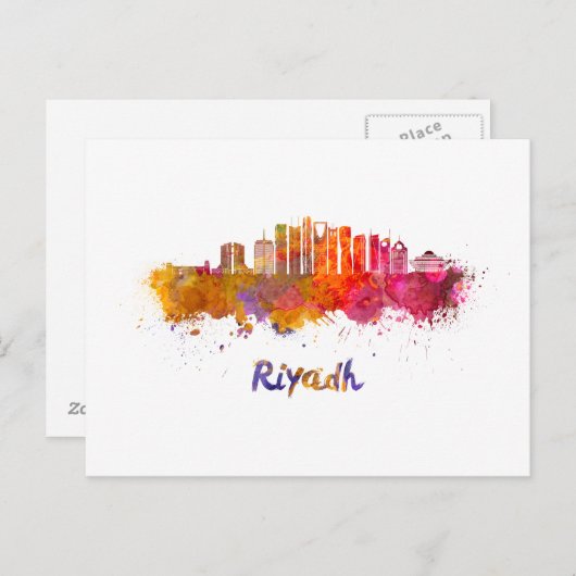 Riyadh V2 skyline in watercolor Briefkaart (Voorkant / Achterkant)
