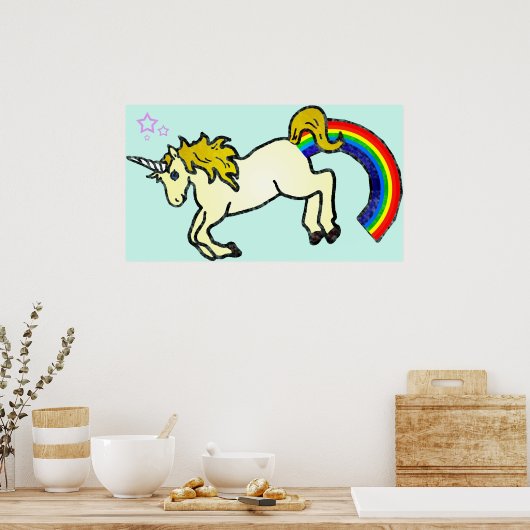 Riyah-Li Design Rainbow Pooping Unicorn Poster (Keuken)
