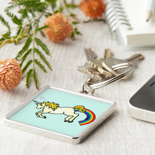 Riyah-Li Design Rainbow Pooping Unicorn Sleutelhanger (Zijkant)
