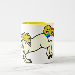 Riyah-Li Desigsn Rainbow Pooping Unicorn Tweekleurige Koffiemok