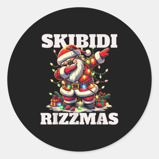 Rizz Christmas Santa Funny Xmas Gen Alpha Skibidi  Ronde Sticker (Voorkant)