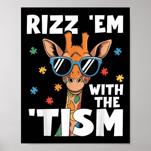 Rizz EM met de TISM Autisme Giraffe Grappig Autism Poster (Voorkant)