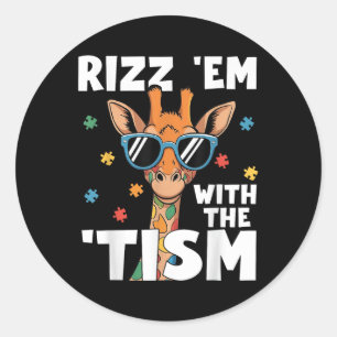 Rizz EM met de TISM Autisme Giraffe Grappig Autism Ronde Sticker