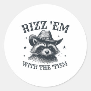 Rizz Em met de TISM Cowboy Raccoon Autism Aware Ronde Sticker